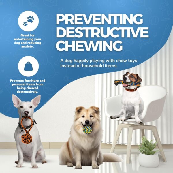 Fur & Bone 10 Pack Dog Rope Toy, Dog Chew Toys for Aggressive Chewers - Cotton Puppy Toys | Dog Toys Indestructible for Dog Chews | Dog Toy, Indestructible Dog Toys Dog Accessories Chew Toys for Dogs - Image 4