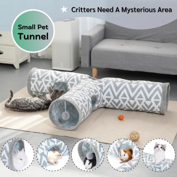 JanYoo Cat Tunnel Bunny Tunnel 3 Way Collapsible Cat Tunnels for Indoor Cats Pet Toy Cat Tube Rabbit Hideout Guinea Pig Ferret Kitty Tunnels - Image 3