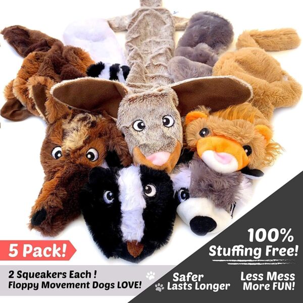Newthinking No Stuffing Dog Toys, 5 Pack Dog Squeaky Toys, Durable Plush Dog Toys for Large Medium Small Dogs - Image 2