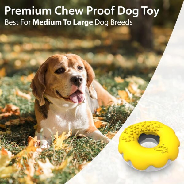 PetBuds Dog Toys Indestructible - Interactive Dog Toys For Boredom - Doughnut Shape Indestructible Dog Toys and Chew Toys For Dogs - 2 in 1 Dog Treat Toy and Dog Chew Toys. (Bright Yellow, Doughnut) - Image 4