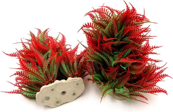 BEGONDIS 2Pcs Aquarium Decorations Fish Tank Artificial Water Plants Made of Soft Plastic, Good for All Fish & Pets (Red) - Image 2