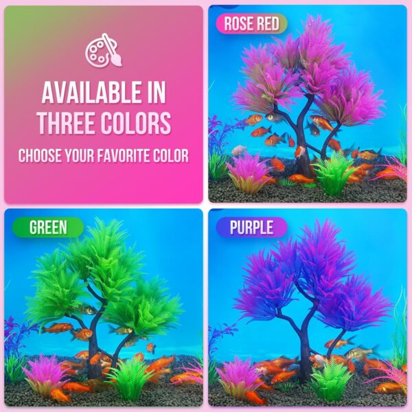 Borlech Aquarium Plants Decorations, Fish Tank Artificial Plastic Tree Plant Decoration Set 10 Pieces (Rose Red) - Image 7