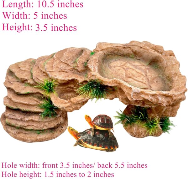 M2cbridge Reptile Hide Resting Step Ledge Cave Hideout Turtle Basking Platform – Great for Reptiles, Amphibians, and Fish (Sandy Brown) - Image 2