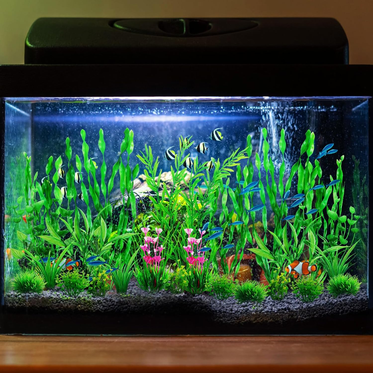 Green Fish Tank Decor Aquarium Plants, QUOZUO 25pcs Fish Tank Decorations Plants, Fish Tank Accessories, Aquarium Decor Artificial Plants, Small to Large - Image 5