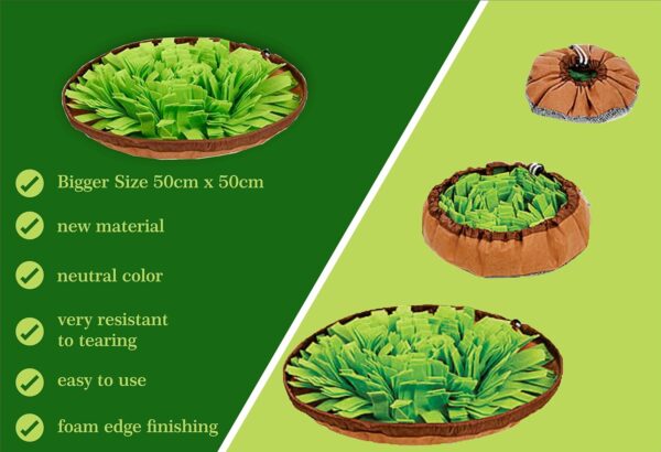 Snuffle Mat for Small Medium Large Dogs, Puppies Sniffing/Feeding Puzzle Mats, Cat Rabbit Licky Treats Puppy Enrichment Interactive Training Toys Dog Boredom Breaker Pets Slow Feeder Food Bowl Station - Image 3