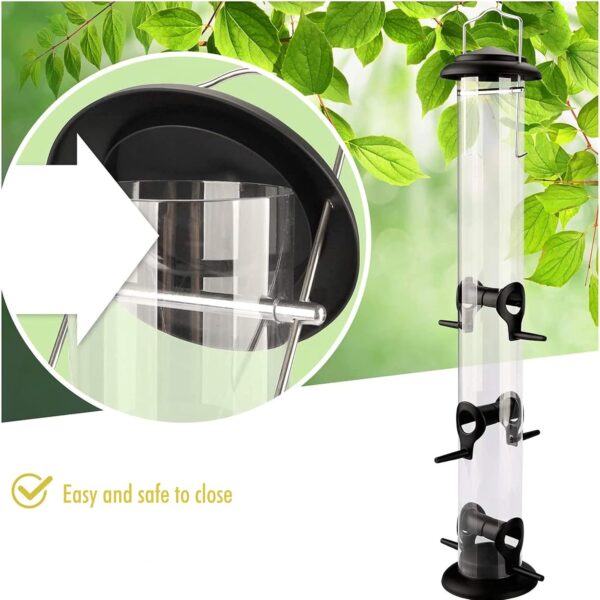 wild heart animal I 21" bird feeder black - 5 year guarantee - rustproof metal bird feeding station, bird feeders station, seed feeder, hanging feeder (52cm, Black), bird feeders hanging - Image 3