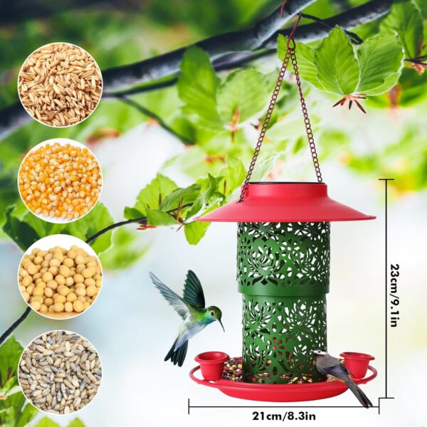 Wikay Bird Feeders Hanging, Bird Seed Feeder, Solar Bird Feeder for Outdoors Hanging, Metal Bird Feeder for Garden, Squirrel Proof Birds Feeder, Garden Decoration, Perfect Ideas for Bird Lovers - Image 6