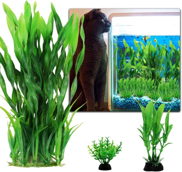 QUOZUO Aquarium Plants, 20pcs Fish Tank Decor Green Plants Artificial Aquarium Decorations for Household and Office Aquarium, Small to Large - Image 7