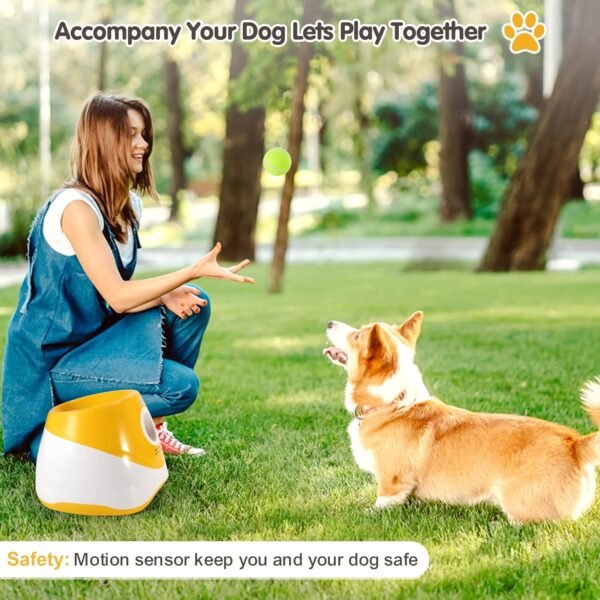 Grezea Automatic Dog Ball Launcher, Puppy Ball Thrower Machine with 10-30 Ft Launch Distance, Interactive Dog Toys for Small Dogs Indoor & Outdoor, Included 6 Mini Balls(Orange) - Image 2