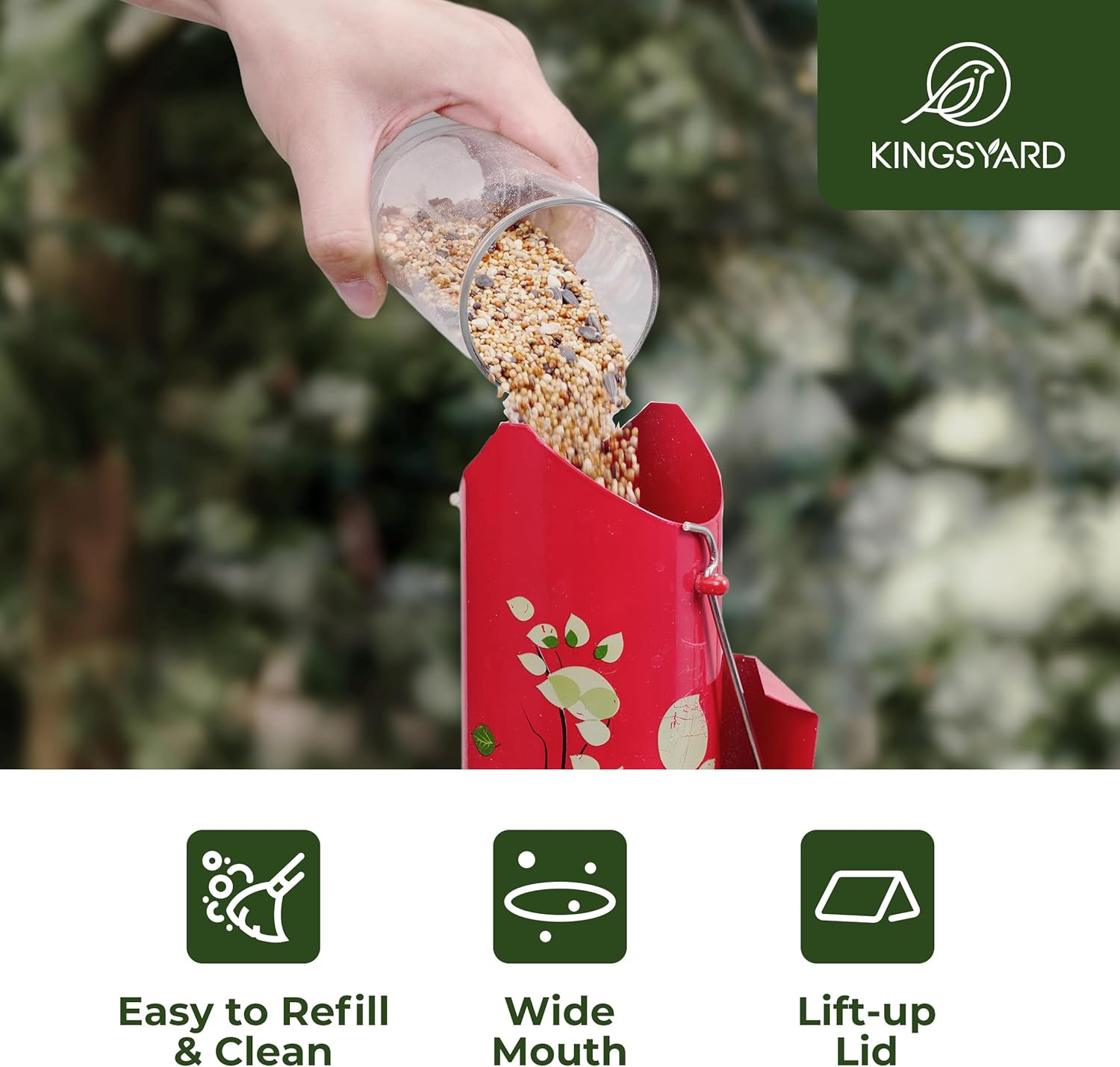 Kingsyard Tube Bird Feeders for Outdoors Hanging, 6-Ports Metal Bird Feeder, 14 inch, Durable & Weatherproof, Large Capacity for Attracting Wild Birds (Red) - Image 6