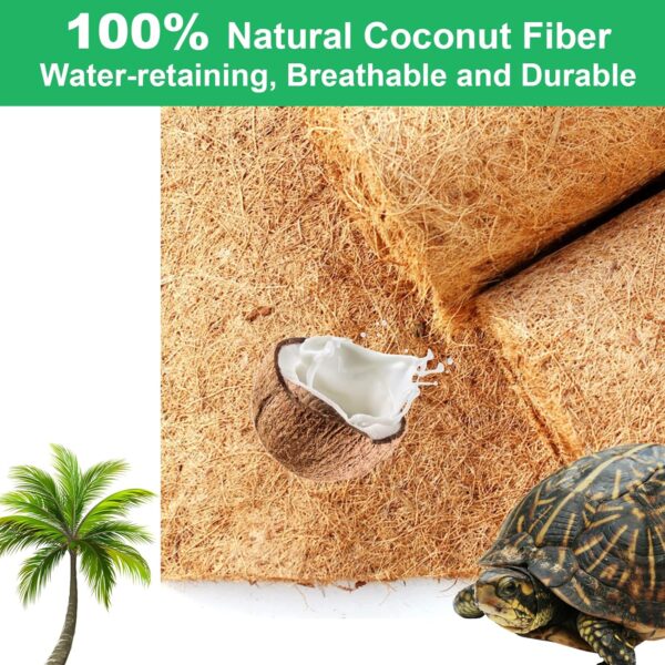 Midyrrg 2 Rolls Reptile Carpet Coconut Fiber Bearded Dragon Substrates Snake Tortoise Bedding Matting Tortoise Substrate Pet Terrarium Liner for Reptiles, Lizards, Anoles, Turtles (50x30cm) - Image 3