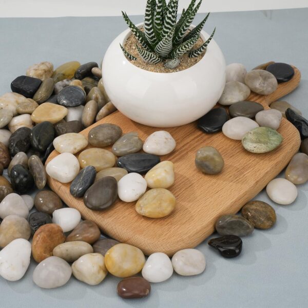 Stoepeoco 4.1 LB Natural Polished Pebbles,Multi Smooth River Rocks Decorative Ornamental stones Garden Landscaping Pebbles Gravel Filler for Flower Bed Fish Tank Plants Vases Succulents - Image 2