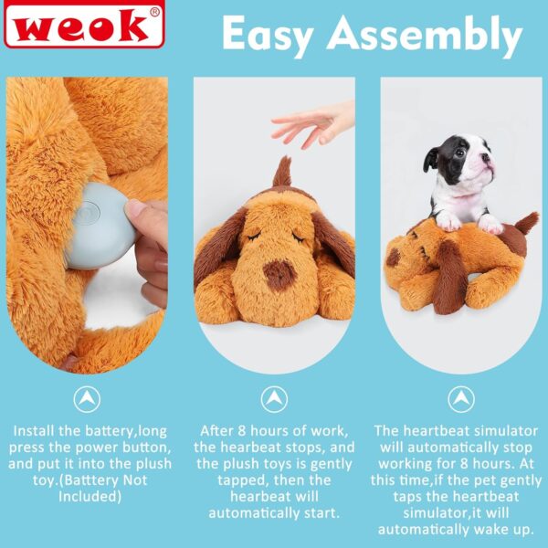 WEOK Puppy Heartbeat Toy- Dog Heartbeat Toy for Separation Anxiety Relief, Puppy Heartbeat Stuffed Animal Anxiety Calming Behavioral Aid Plush Toy for Dogs Cats Pets - Image 7
