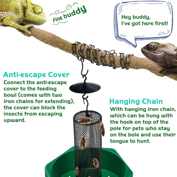 NEPTONION Hookable Chameleon Feeding Bowl Bugs Bar with Column for Prey to Climb and Move, Suitable for Lizard, Bearded Dragon, Iguana, Gecko, Toad, Frog - Image 3