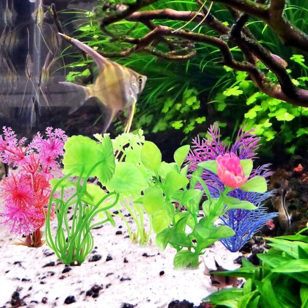 MHYMX Aquarium Decoration, 5PCS Fish Tank Plants Artificial Aquarium Plants Colourful Fish Tank Decorations Underwater Plastic Aquarium Ornaments for Aquariums - Image 2