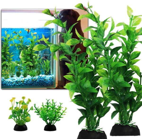 QUOZUO Fish Tank Accessories Aquarium Decorations Green Plants, 10pcs Green Fish Tank Decorations Plastic Plants, Fish Tank Decor, Aquarium Decor Plants - Image 7