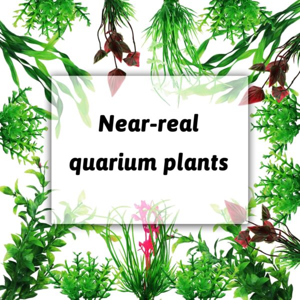 QUOZUO Fish Tank Accessories Aquarium Decorations Plants, 20pcs Green Fish Tank Decorations Plastic Plants and Cave Rock Decoration Decor Set, Aquarium Decor Plants - Image 5