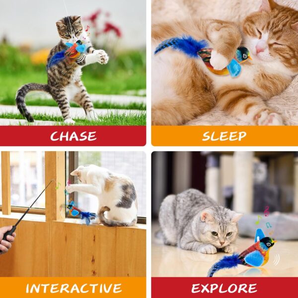 TOHDNC Cat Bird Toys with Cat Wand, Simulation Flying Birds Cat Toys Interactive with Feathers, Interactive Cat Toys for Indoor Kitty Kitten Exercise - Image 7