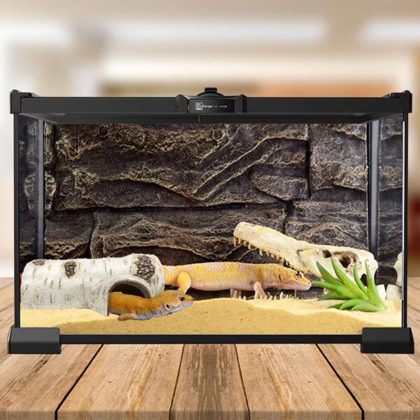 Reptile Hide Caves Simulation Tree Hideout Snake Hide Leopard Gecko Terrarium Plastic Plant Leaves Ornament Habitat Shelter Decor for Lizard Hermit Crab Spider Frog Amphibians (L) - Image 5
