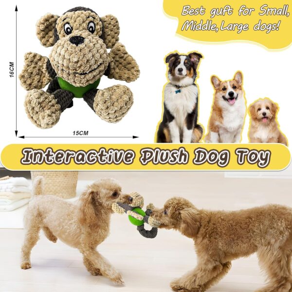 lifefav Dog Toy Low Stuffing, Small Dog Toys For Boredom, Puppy Toy With Squeaker Rubber Ball Body, Interactive Dog Plush Toys, Puppy Chew Toys (Monkey) - Image 5