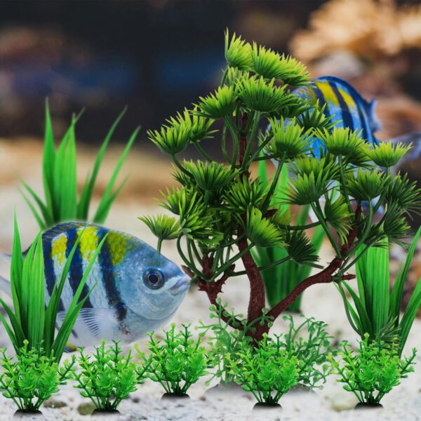 QUOZUO 10pcs Fish Tank Decorations, Fish Tank Accessories Aquarium Decorations Green Plants Plastic Tree Fish Decorations for Tank - Image 4