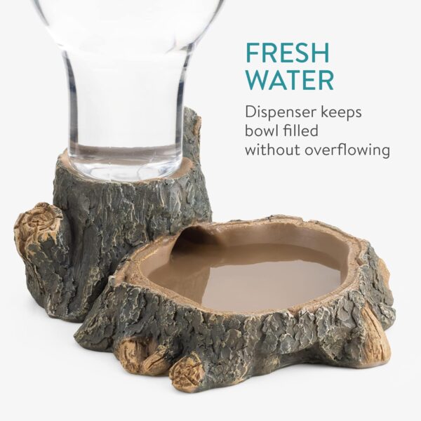 Navaris Reptile Water Dispenser - 400ml Realistic Tortoise Accessories - Large Water Bowl Dish - Bowls for Reptiles & Amphibians - Image 3