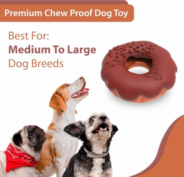 PetBuds Indestructible Dog Toys - Interactive Dog Toys For Boredom - Doughnut Shape Treat Dispenser Dog Toy and Chew Toys For Dogs - 2 in 1 Dog Treat Toy and Dog Chew Toys. (Fleshy Brown, Doughnut) - Image 2