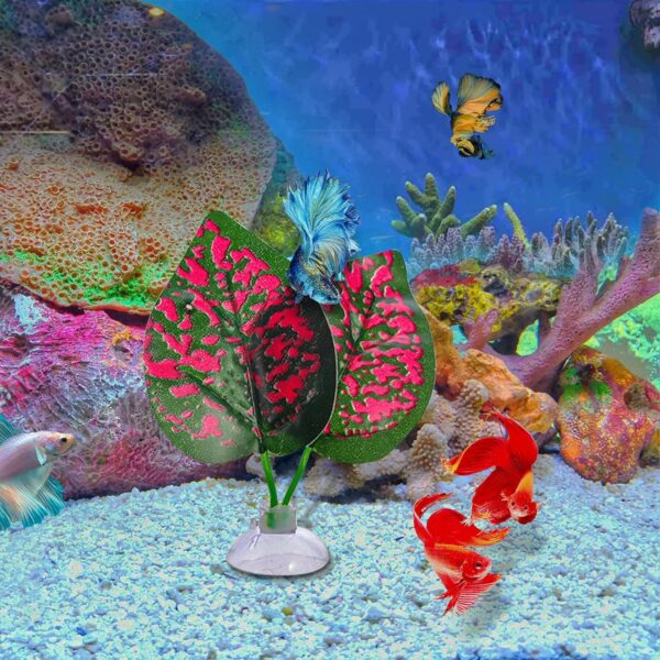 Fish Tank Plants, Betta Bed Leaf Hammock Aquarium Plants Lightweight Resting Spot for Betta Fish Spawning Leaf Simulation Leaves With Suction Cup Fish Tank Decorations Accessories (3PCS) - Image 4
