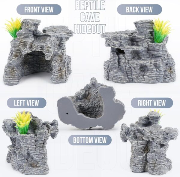 Reptile Hide and Cave Hideout Habitat, Great for Bearded Dragons, Leopard Geckos, Lizards, Turtles, Snakes, Frogs, Scorpions, Spiders and Other Reptiles, Amphibians (D - Medium) - Image 7