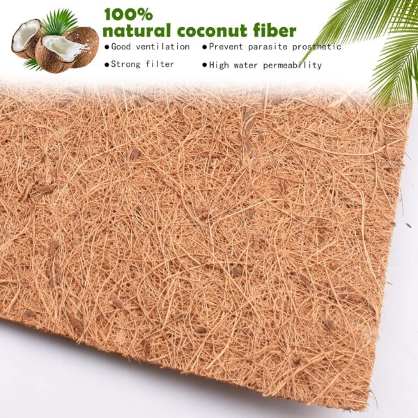 Reptile Carpet Coconut Fiber, 3 Rolls 50 * 30cm/19.7" x 11.8" Natural Reptile Carpet Terrarium Liner Bedding Reptile Substrate Mat Supplies for Bearded Dragon Leopard Gecko Iguana Lizard Snake Turtle - Image 3
