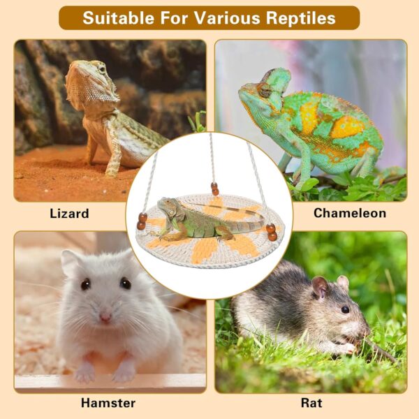 Yanmucy Bearded Dragon Hammock Handmade Lizard Toy Reptile Tank Accessories Great for Bearded Dragons Geckos Chameleon and Other Reptiles (Sunflower) - Image 6