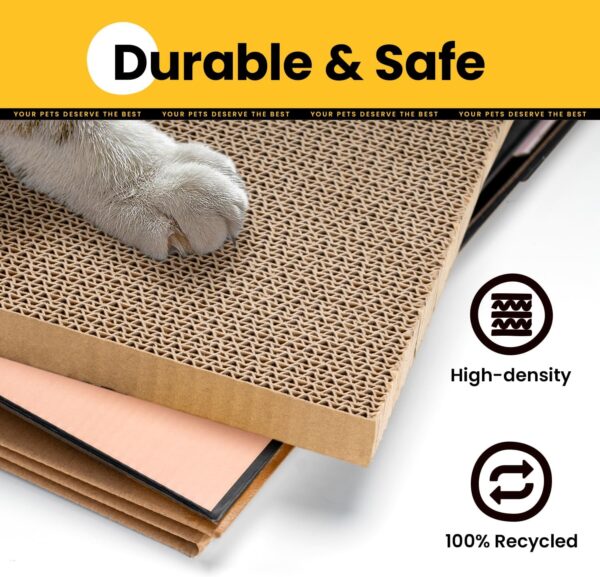 Conlun Cardboard Cat House with Cat Scratcher Pad&Catnip,Easy-to-Assemble Cat Scratch Cardboard House for Various Home Decor,Cat Scratching Board Toy for Indoor Cats&Small Animals Birthday - Image 2