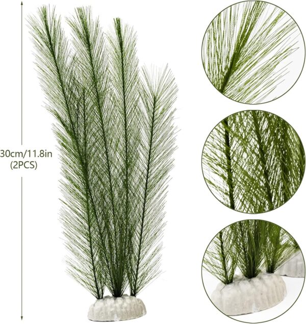 BLLREMIPSUR 2Pcs Aquarium Decorations Artificial Aquatic Plants, Fish Tank Ornament Artificial Green Plastic Plant for Aquarium Mountain Reef Rock Cave - Image 3