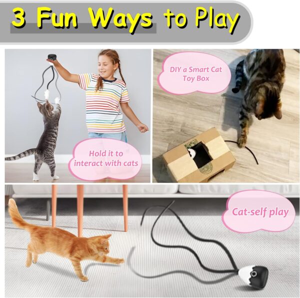 Interactive Cat Toys for Indoor Cats, Automatic Irregular Moving Cat Toy with Lifelike Prey's Tail Silicone Tail, 2 in 1 Rechargeable Exercise Cat Wand Toy for Cats Adult (Black) - Image 2