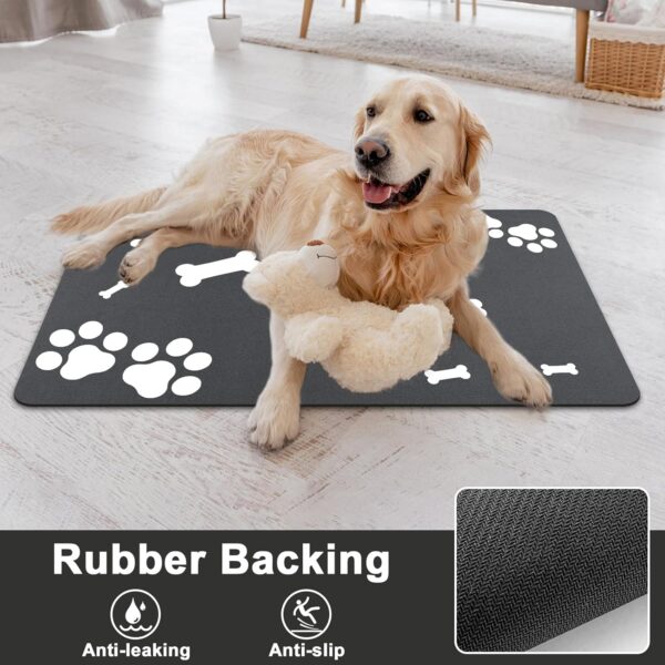Mavicen Pet Food Mat, 43 * 75cm Super Absorbent Dog Feeding Mat, Anti Slip Pet Bowl Placemat, Adorable Paws & Bones Pattern Dog Slow Feeder Mat, Pet-friendly Feeder Mat for Cats, Dogs, Small Animals - Image 5