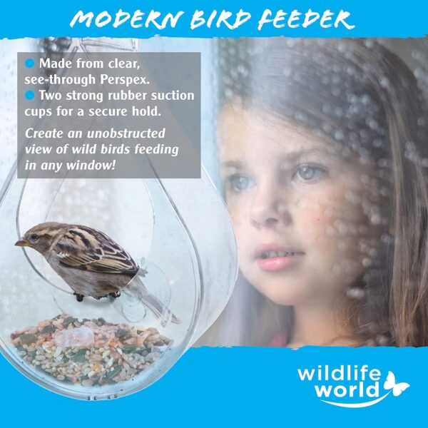 Wildlife World Dewdrop Clear Window Bird Feeder with Feeding Tray - Image 4