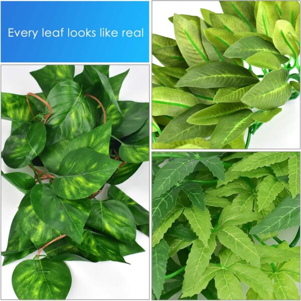 ERKOON Artificial Plastic Plant 3 Pieces Set Reptile Habitat and Aquarium Fish Terrarium Decor - Image 3
