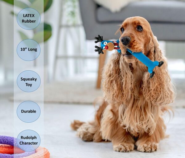 3 x 10 Long Squeaky Dog Toys LATEX Dog Chew Toys Standing Stick Dog Gifts Reindeer Rudolph Teething Puppy Toys Fetch Interactive Dog Toys for Boredom Dog Small Medium Pet Toys ((Pack of 3), Rudolph) - Image 2