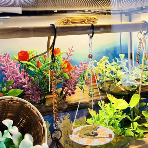 Yanmucy Bearded Dragon Hammock Handmade Lizard Toy Reptile Tank Accessories Great for Bearded Dragons Geckos Chameleon and Other Reptiles (Sunflower) - Image 5