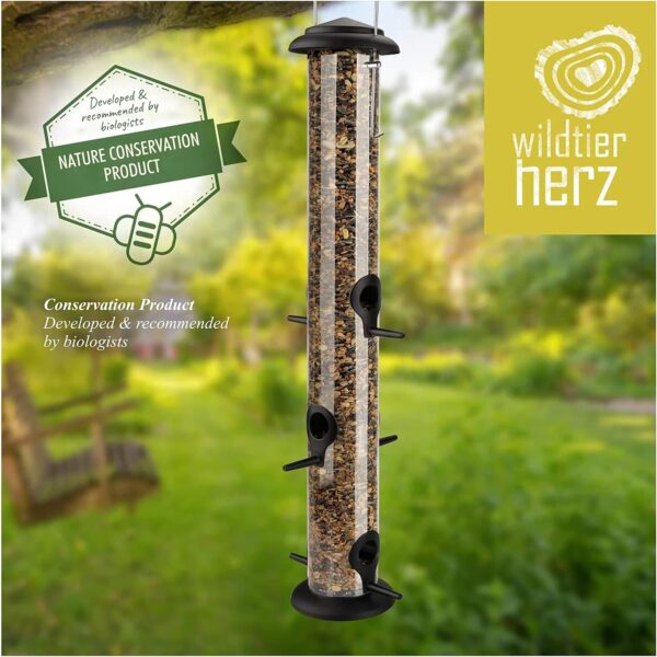 wild heart animal I 21" bird feeder black - 5 year guarantee - rustproof metal bird feeding station, bird feeders station, seed feeder, hanging feeder (52cm, Black), bird feeders hanging - Image 7