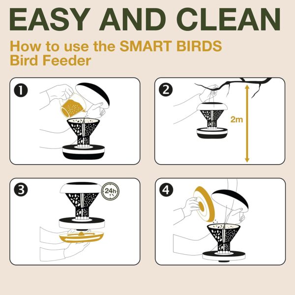 Smart Bird Feeder Davos | Hanging No Mess Station | Rat and Rodent Proof | Robin, Niger Seed Tray Catcher | Robust and Reliable | Dual food chambers | Green - Image 7