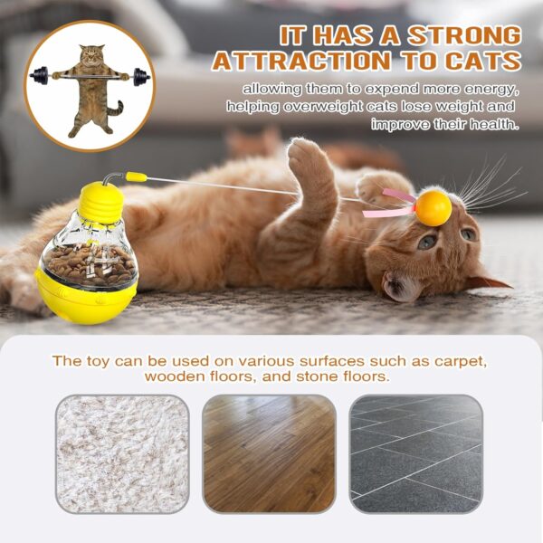 YUDANSI Interactive Cat Toys Combining Teaser Wand, Glowing Ball | Engaging Tumbler Design Toys for Indoor Cats Exercise and Boredom Relief | Gift for Cat - Image 6
