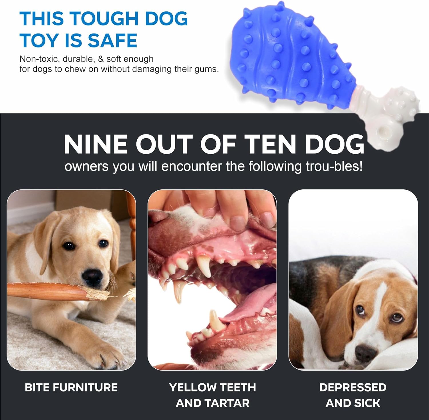 ADLAM Dog Bone Toy Indestructible Teething Chew Dental Bones Tough Chewers Strong Gentle Pet Toys Gift Dogs Puppies Cleans Teeth Puppy Training Play Game Assorted Color (1Pc) - Image 4
