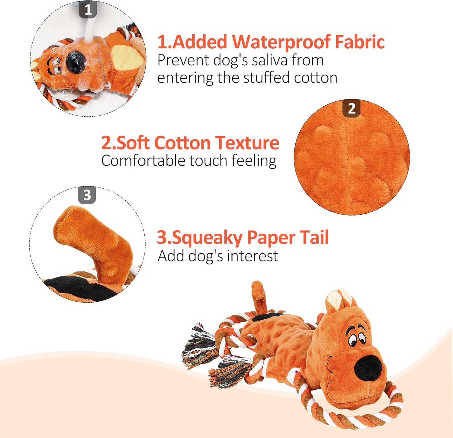 IOKHEIRA Dog Squeaky Toys Dog Plush Toys, Tug of War Dog Toys for Large Breed, Dog Chew Toy with Cotton Material, and Squeaker for Teeth Cleaning & Boredom - Image 3