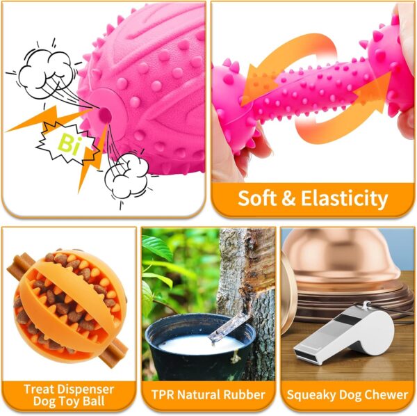 Puppy Dog Teething Toys, 7pcs Puppy Chew Toy Set with Ball, Indestructible Interactive Squeaky Dog Toys Dog Chew Toys Dog Teeth Cleaning Treat Dispensing Toys for 8 Weeks Small Puppies and Medium Dogs - Image 4