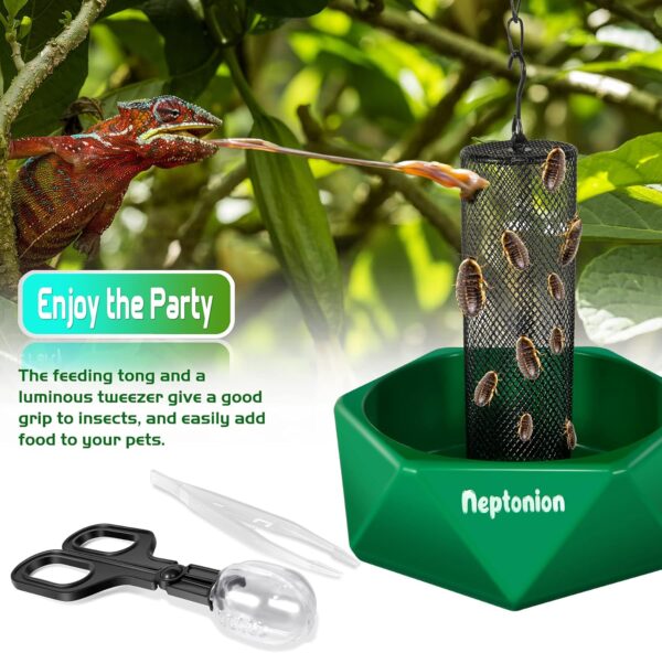 NEPTONION Hookable Chameleon Feeding Bowl Bugs Bar with Column for Prey to Climb and Move, Suitable for Lizard, Bearded Dragon, Iguana, Gecko, Toad, Frog - Image 4