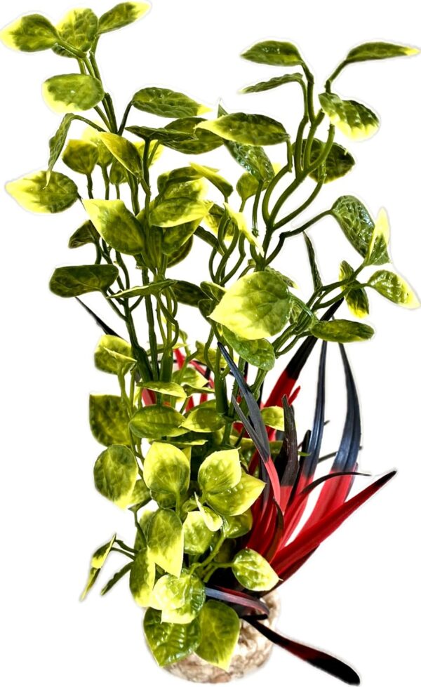 Tyrol - Artificial Aquarium Plant - Aquarium Decoration - Plastic Plant on Base - Lotus Indoor Plant - Easy Anchor at the Bottom of the Aquarium - Made in France - Image 2