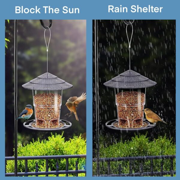 WLLKOO Bird Feeders for Outdoors, 2 Pack Bird Feeder Outside Hanging, Adjustable Feeder with Sturdy Wire and Roof, Plastic Bird Feeder for Garden, Backyard, Terrace - Image 3