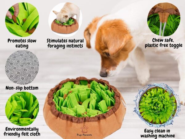 PUP PARENTS Dog Snuffle Mat and Lick Mat Combo. Puppy training, Slow feeding, stress reducing, mind game toys for small to large dogs. Treat sniffing puzzle, foraging and digging interactive play toy. - Image 3