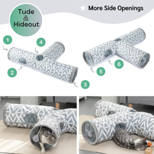 JanYoo Cat Tunnel Bunny Tunnel 3 Way Collapsible Cat Tunnels for Indoor Cats Pet Toy Cat Tube Rabbit Hideout Guinea Pig Ferret Kitty Tunnels - Image 4